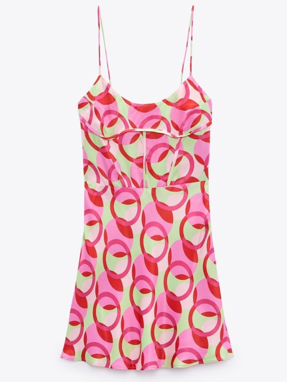 Zara Pink & Lime Geometric Slip Dress